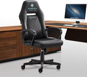 img 1 attached to 🪑 DESIGNA Ergonomic Office Chair, High Back Executive Swivel Leather Computer Chair with Headset Lumbar Support, Black