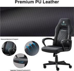 img 3 attached to 🪑 DESIGNA Ergonomic Office Chair, High Back Executive Swivel Leather Computer Chair with Headset Lumbar Support, Black