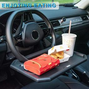 img 3 attached to 🚗 TICARVE Автомобильный лоток: удобный столик для руля для приема пищи, работы и многое другое - подходит для стандартного руля автомобиля (черный)