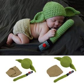 img 4 attached to 👶 Adorable Handmade Newborn Photography Prop Set for Infant Boy Girl Twins - Knit Baby Hat with Diaper Cover Costume (Green, 0-6 months)