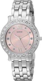 img 4 attached to ⌚Часы из нержавеющей стали GUESS U1062L2 с розовыми кристаллами на браслете – серебристое изящество!