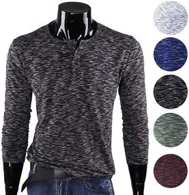 img 3 attached to 👕 Striped Sleeve Henley Shirts by FORBUSITE