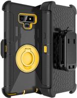 📱 fingic yellow phone case for note 9 - heavy duty holster clip cover with kickstand - full body protection for samsung note 9 logo