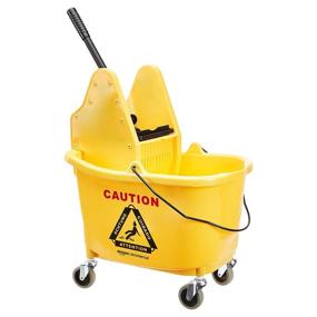 img 4 attached to 🧼 AmazonCommercial 35-Quart Yellow Mop Bucket and Down Press Wringer Combo