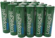 12 loopacell aa rechargeable nicd battery, 1.2v 1000mah high capacity aa batteries for solar and garden lights logo