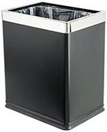 🗑️ brelso 'invisi-overlap' open top metal trash can: stylish small office wastebasket with modern home décor appeal - rectangle shape (black) logo