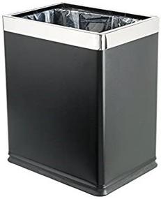 img 2 attached to 🗑️ Brelso 'Invisi-Overlap' Open Top Metal Trash Can: Stylish Small Office Wastebasket with Modern Home Décor Appeal - Rectangle Shape (Black)