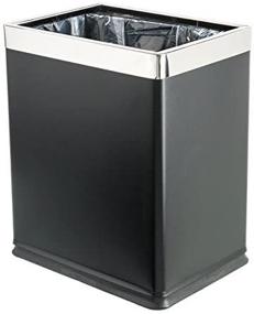 img 1 attached to 🗑️ Brelso 'Invisi-Overlap' Open Top Metal Trash Can: Stylish Small Office Wastebasket with Modern Home Décor Appeal - Rectangle Shape (Black)