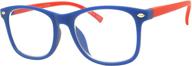 👓 kiddo kids blue light blocking and filtering glasses, anti screen glare protection, blue & red logo