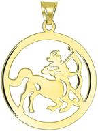 14k solid yellow gold round sagittarius zodiac sign cut-out disc pendant for enhanced seo logo