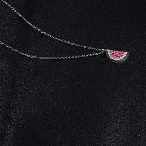 img 2 attached to Summer Fruit Necklace Set: Delicate Watermelon & Cherry Jewelry Gift for Her