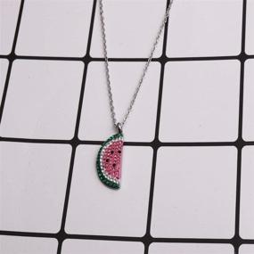 img 1 attached to Summer Fruit Necklace Set: Delicate Watermelon & Cherry Jewelry Gift for Her