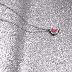 img 3 attached to Summer Fruit Necklace Set: Delicate Watermelon & Cherry Jewelry Gift for Her