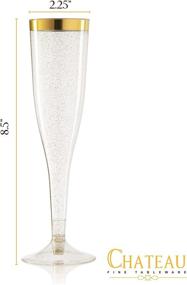 img 2 attached to 🥂 Gold Glitter Plastic Champagne Flutes - Disposable [1 Box of 36] Elegant 6.5 Oz Toasting Flutes with Gold Rim - Perfect for Weddings, Anniversaries, and Catered Events