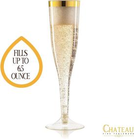 img 3 attached to 🥂 Gold Glitter Plastic Champagne Flutes - Disposable [1 Box of 36] Elegant 6.5 Oz Toasting Flutes with Gold Rim - Perfect for Weddings, Anniversaries, and Catered Events