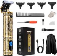 💇 gold professional hair clippers: trimmer for men, beard, body, arms - cordless, rechargeable, 0mm bald shaver with t-blade liners, zero gap, led, low noise grooming kit + guide combs logo