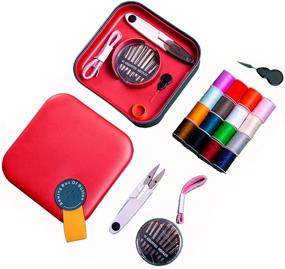 img 3 attached to Blue Sewing Kit for Adults - Portable Storage Box for Travel, Home & Students - Beginner's Sewing Set