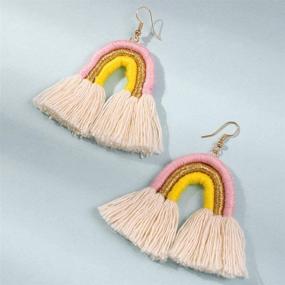 img 1 attached to 🌈 Vibrant Layered Rainbow Bohemian Tassel Fringe Earrings: Perfect Women's & Girls' Gift Set