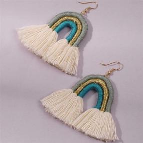 img 2 attached to 🌈 Vibrant Layered Rainbow Bohemian Tassel Fringe Earrings: Perfect Women's & Girls' Gift Set