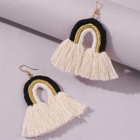 img 3 attached to 🌈 Vibrant Layered Rainbow Bohemian Tassel Fringe Earrings: Perfect Women's & Girls' Gift Set