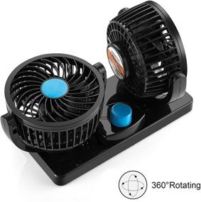 img 2 attached to 🌀 FiveJoy 360° Rotatable Car Fan - 12V DC Electric Dual Head Dashboard Cooling Air Circulator Fan for Sedan SUV RV Boat Auto Vehicles Golf or Home