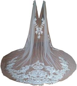 img 4 attached to 👰 Lace Bridal Veils with Appliques – Wedding Capes for Bride, Cathedral Length Wraps and Cloaks
