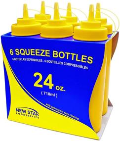 img 3 attached to New Star Foodservice 26580 Yellow Plastic Squeeze Bottles with Caps - Wide Mouth, 24 oz (Pack of 6)