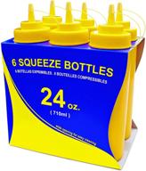 new star foodservice 26580 yellow plastic squeeze bottles with caps - wide mouth, 24 oz (pack of 6) logo