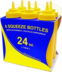 img 4 attached to New Star Foodservice 26580 Yellow Plastic Squeeze Bottles with Caps - Wide Mouth, 24 oz (Pack of 6)