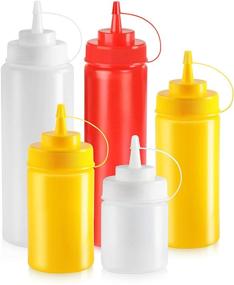 img 1 attached to New Star Foodservice 26580 Yellow Plastic Squeeze Bottles with Caps - Wide Mouth, 24 oz (Pack of 6)