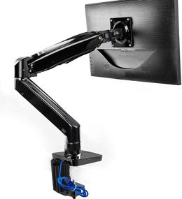 img 4 attached to 🖥️ Height Adjustable Monitor Mount Stand: For 22-35 Inch Computer Screens, Holds 6.6-26.4 lbs, with Clamp & Grommet Mounting Base