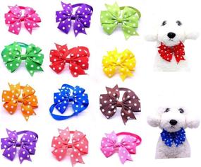 img 4 attached to 🐶 Yagopet 10pcs/Pack Small Dog Bow Ties: Polka Dots Cat Dog Bowties for Festival Collars & Grooming
