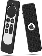 black silicone case for apple tv siri remote 2nd gen - anti slip shockproof protective cover for apple tv 4k 2021 remote control - protector skin sleeve holder logo