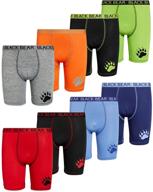 🩲 высокопроизводительные компрессионные длинные трусы-боксеры dry-fit для мальчиков - черный медведь (пачка из 8) логотип