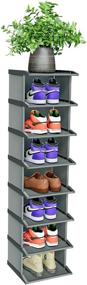 img 4 attached to 👠 JENDEHO 8-Tier STACKABLE Shoe Rack, DIY Shoe Storage Organizer Vertical for Narrow Spaces, Small Entryway Standing Shelf with Waterproof and Dustproof Design