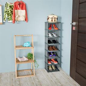 img 1 attached to 👠 JENDEHO 8-Tier STACKABLE Shoe Rack, DIY Shoe Storage Organizer Vertical for Narrow Spaces, Small Entryway Standing Shelf with Waterproof and Dustproof Design