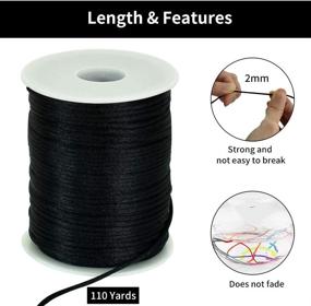 img 3 attached to 🧵 110 Yards Black Nylon Cord Satin String for Bracelet Jewelry Making Rattail Macrame Waxed Trim Cord Necklace Bulk Beading Thread Kumihimo Chinese Knot Craft - TONIFUL 2mm