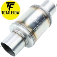 high performance totalflow 20315 straight through universal exhaust muffler - 409 stainless steel - 2.25 inch inner diameter inlet/outlet logo