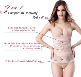 img 3 attached to 🤰 3-in-1 Postpartum Support Belt - Beige Shapewear Girdle for Belly, Waist, and Pelvis Recovery - Slimming One Size