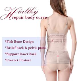 img 1 attached to 🤰 3-in-1 Postpartum Support Belt - Beige Shapewear Girdle for Belly, Waist, and Pelvis Recovery - Slimming One Size