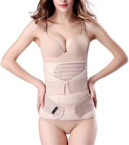 img 4 attached to 🤰 3-in-1 Postpartum Support Belt - Beige Shapewear Girdle for Belly, Waist, and Pelvis Recovery - Slimming One Size