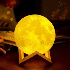 img 4 attached to CPLA Moon Lamp: 7.1inch 3D Printed Luna Light for Kids' Bedrooms - 3 Color Moon Night Light with LED Glow