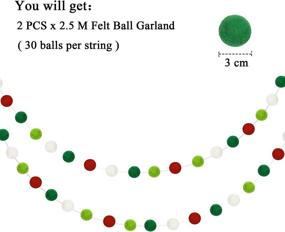 img 2 attached to 🎄 YinQin Рождественская гирлянда из войлока с шариками - 2,5 м зеленая нить с помпонами для украшения рождественской вечеринки