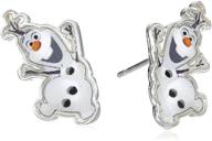 ❄️ silver plated disney frozen olaf earrings with snowman design - complete with frozen gift box logo