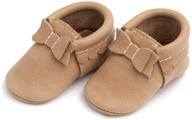 👶 soft sole leather bow moccasins for baby girls - sizes 1-5 - available in multiple colors - freshly picked logo