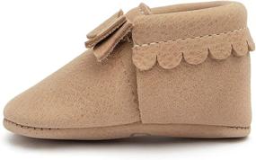 img 2 attached to 👶 Soft Sole Leather Bow Moccasins for Baby Girls - Sizes 1-5 - Available in Multiple Colors - Freshly Picked