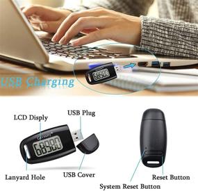 img 1 attached to 🏃 Gzvxuny 3D Pedometer: Accurate Step Counter with Clip, Strap & USB Rechargeable, Daily Target Monitor & Exercise Time Tracker