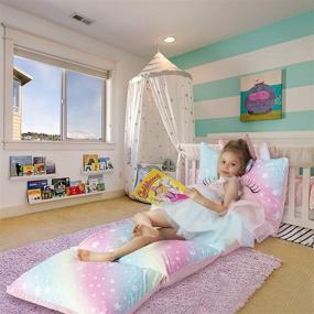 img 3 attached to 🦄 Yoweenton Unicorn Kids Floor Pillows Bed Seat Cover: Transform Your Child's Room with a Queen Size Fold Out Lounger Chair Bed - Perfect Floor Cushion for Boys and Girls - Stylish Pink Cover ONLY!