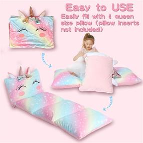 img 2 attached to 🦄 Yoweenton Unicorn Kids Floor Pillows Bed Seat Cover: Transform Your Child's Room with a Queen Size Fold Out Lounger Chair Bed - Perfect Floor Cushion for Boys and Girls - Stylish Pink Cover ONLY!