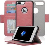 navor detachable magnetic wallet case with rfid protection and logo hole for iphone 7 plus [vajio series] - peach (ip7pvjpc) logo